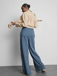 Cotton-Rich Wide-Leg Pleated Joggers