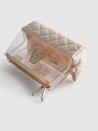 Quilted Initial Tri Fold Makeup Bag