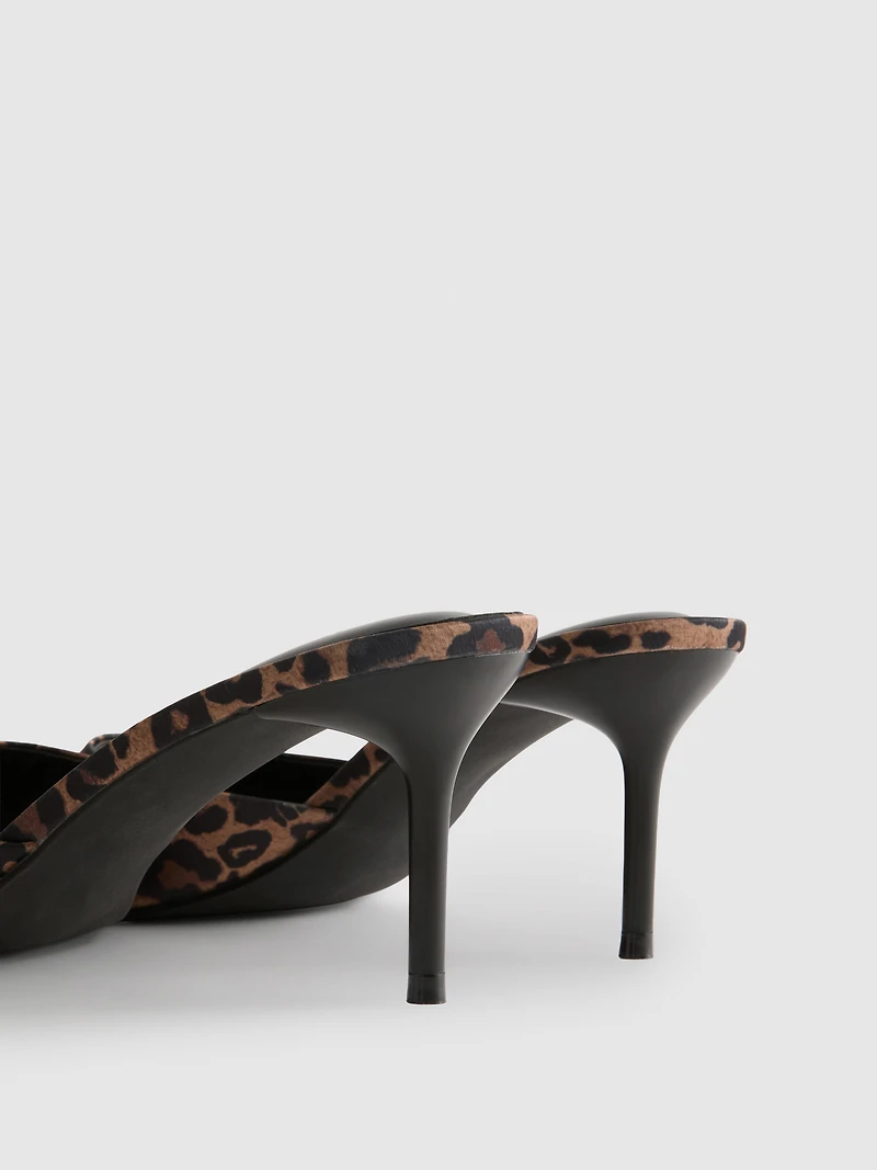 By Coleen Satin Peep Toe Mule Heels