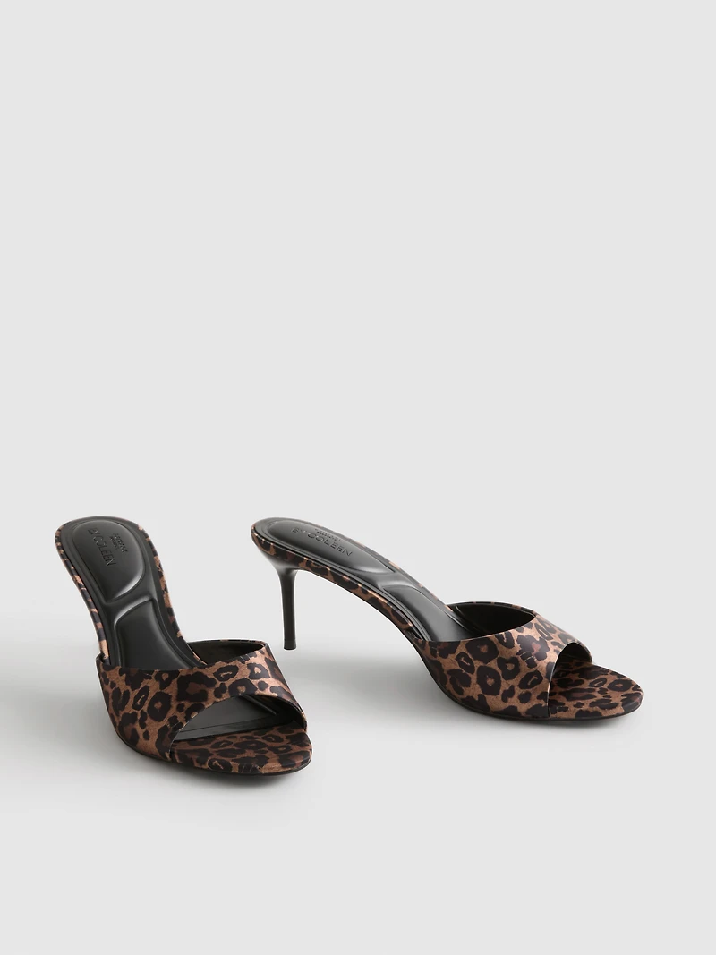 By Coleen Satin Peep Toe Mule Heels
