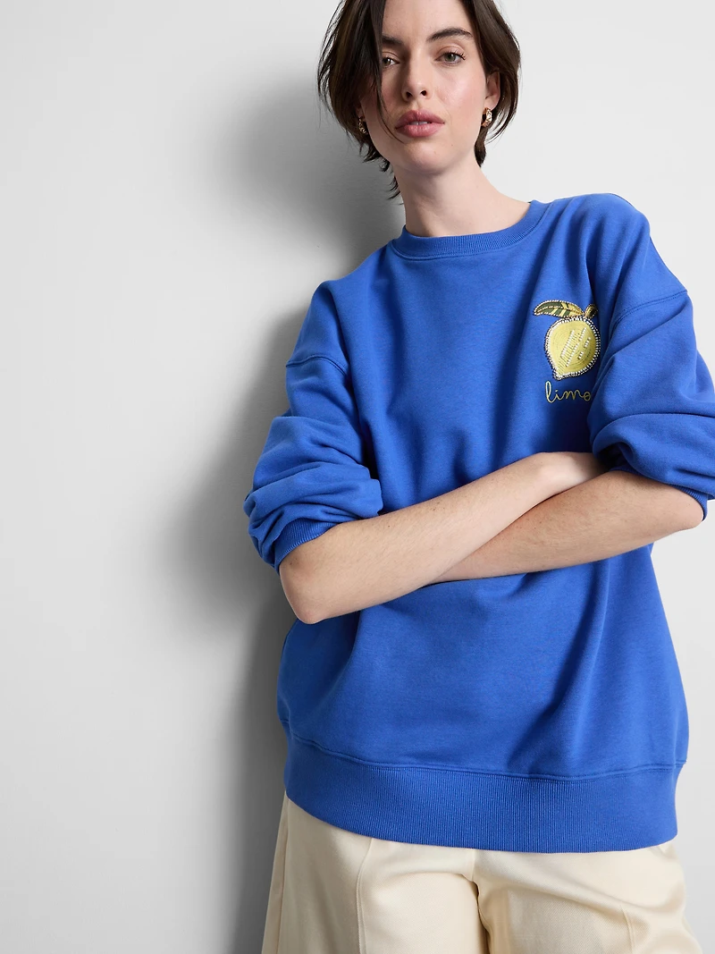 Cotton-Rich Relaxed Lemon Sweatshirt