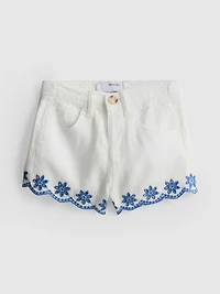 1.5-9yrs | Embroidered Denim Shorts