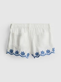 1.5-9yrs | Embroidered Denim Shorts
