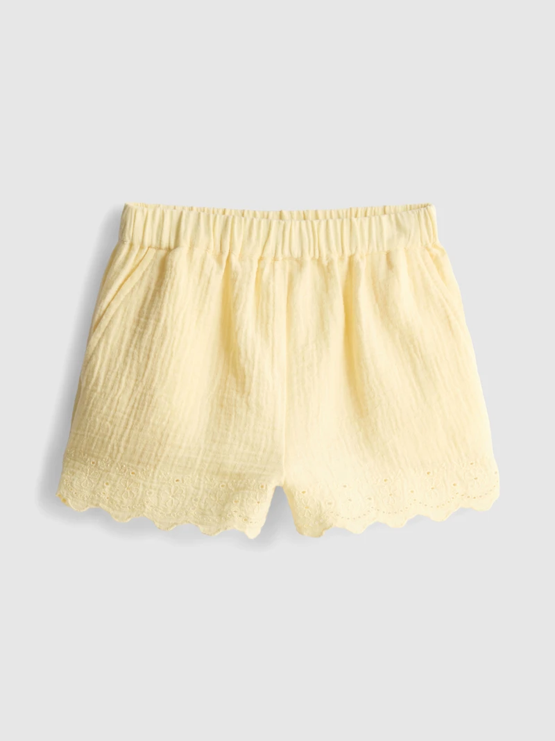 1.5-9yrs | Eyelet Scallop Trim Shorts