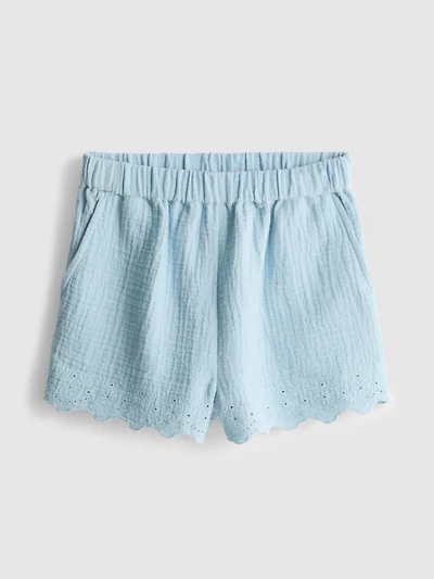1.5-9yrs | Eyelet Scallop Trim Shorts