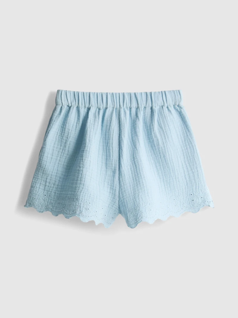 1.5-9yrs | Eyelet Scallop Trim Shorts