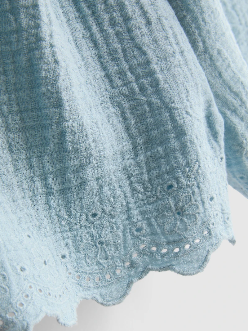 1.5-9yrs | Eyelet Scallop Trim Shorts