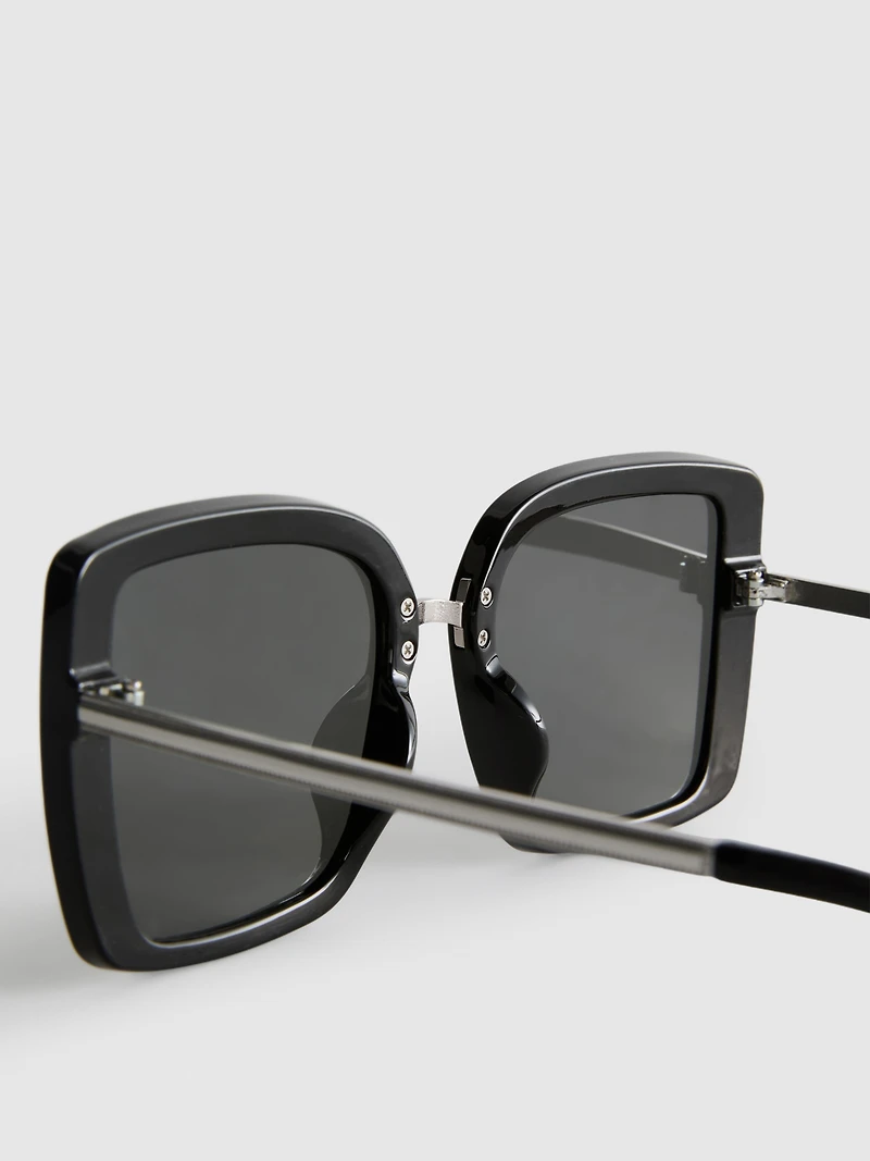 Oversized Diamanté Rectangle Sunglasses