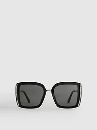 Oversized Diamanté Rectangle Sunglasses