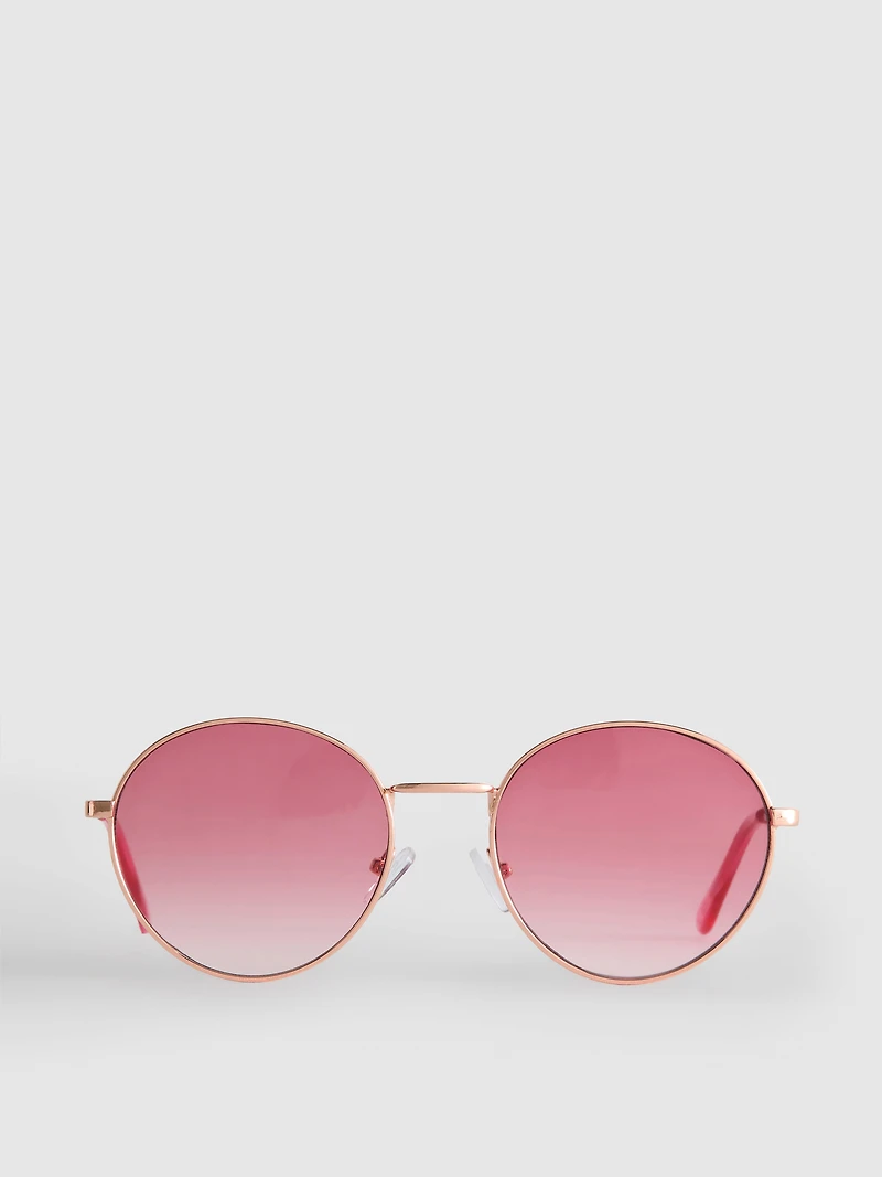 Round Tinted Metal Sunglasses