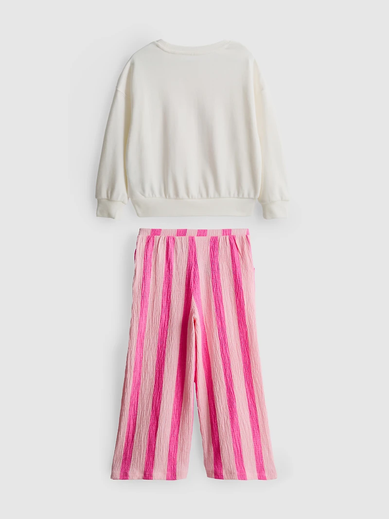 1-9yrs | Sweatshirt and Crinkle Textured Pants Set