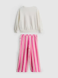 1-9yrs | Sweatshirt and Crinkle Textured Pants Set