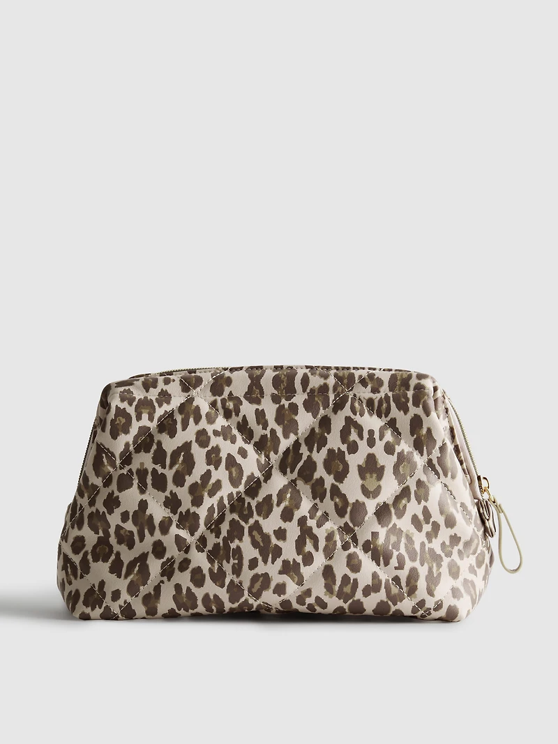Faux Leather Leopard Wash Bag