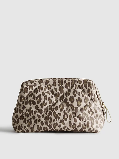 Faux Leather Leopard Wash Bag