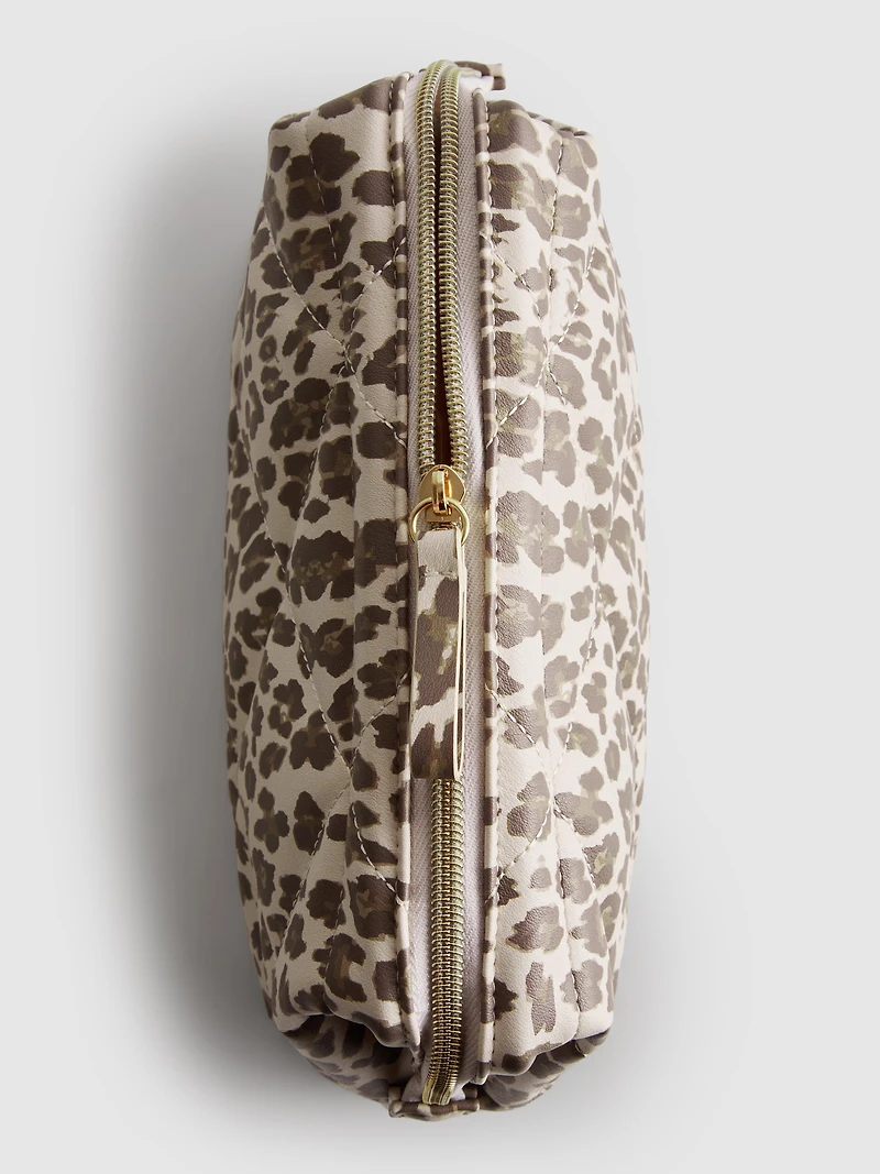 Faux Leather Leopard Wash Bag