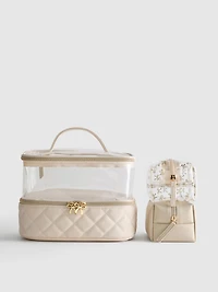 3-Piece Quilted Vanity Bag Set