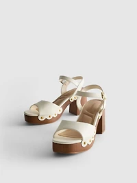Faux Suede Studded Heeled Sandals