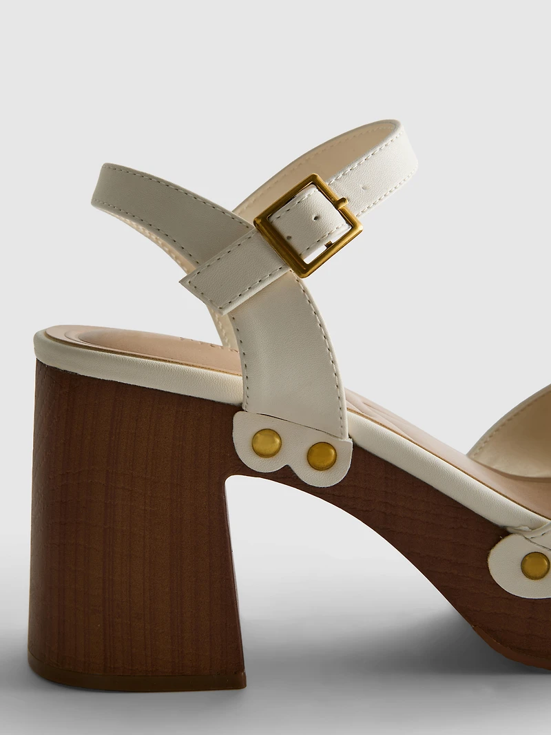 Faux Suede Studded Heeled Sandals