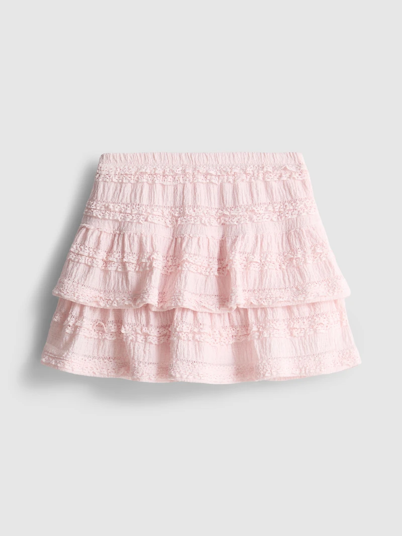 1.5-9yrs | Lace Trim Tiered Skort