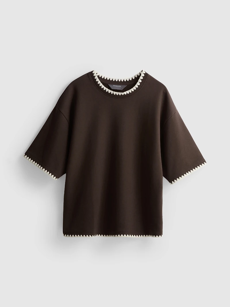 Cotton Rich Crochet Trim Sweatshirt