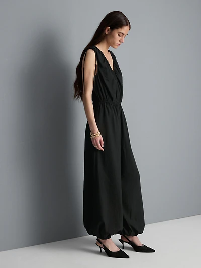 V-Neck Balloon-Leg Jumpsuit
