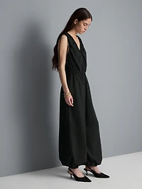 V-Neck Balloon-Leg Jumpsuit