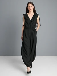 V-Neck Balloon-Leg Jumpsuit