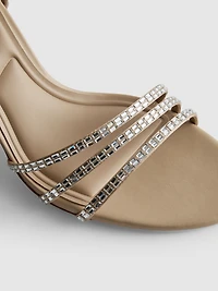 Rhinestone Cross Strap Heeled Sandals