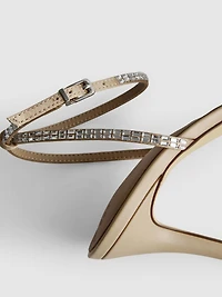 Rhinestone Cross Strap Heeled Sandals
