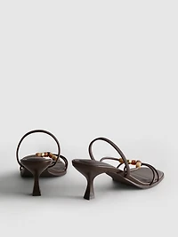 Beaded Kitten-Heel Sandals