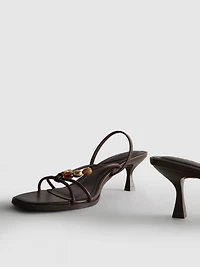 Beaded Kitten-Heel Sandals