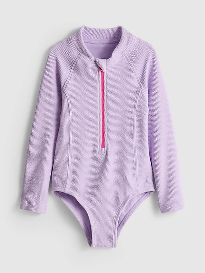 1.5-9yrs | Textured Long Sleeve Swimsuit
