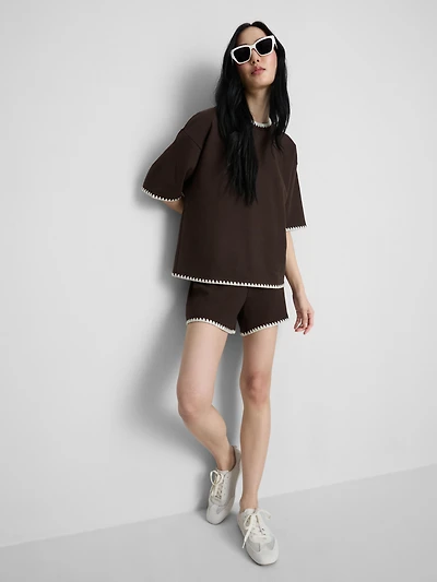 Cotton Rich Crochet Trim Shorts
