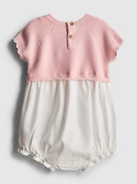 0-18mths | Knit Embroidered Newborn Romper