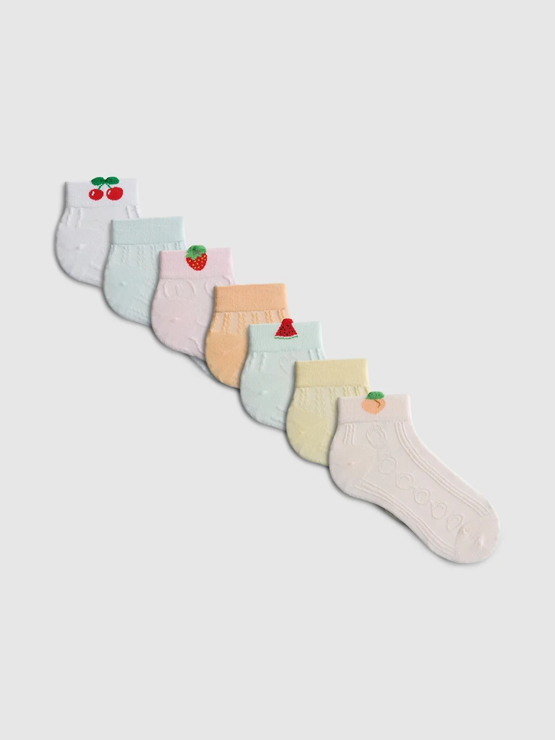 7pk Fruit Quarter Crew Socks