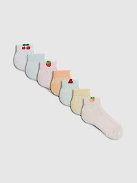 7pk Fruit Quarter Crew Socks