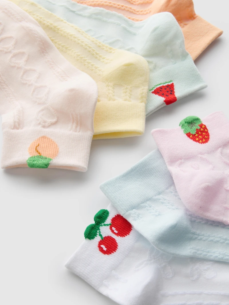 7pk Fruit Quarter Crew Socks