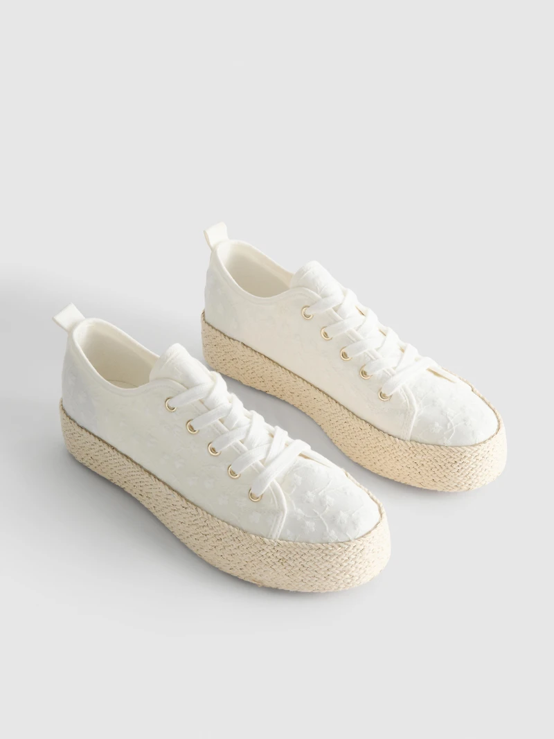 Canvas Jute Flatform Sneakers