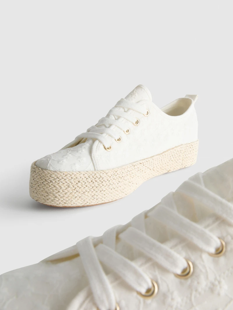 Canvas Jute Flatform Sneakers