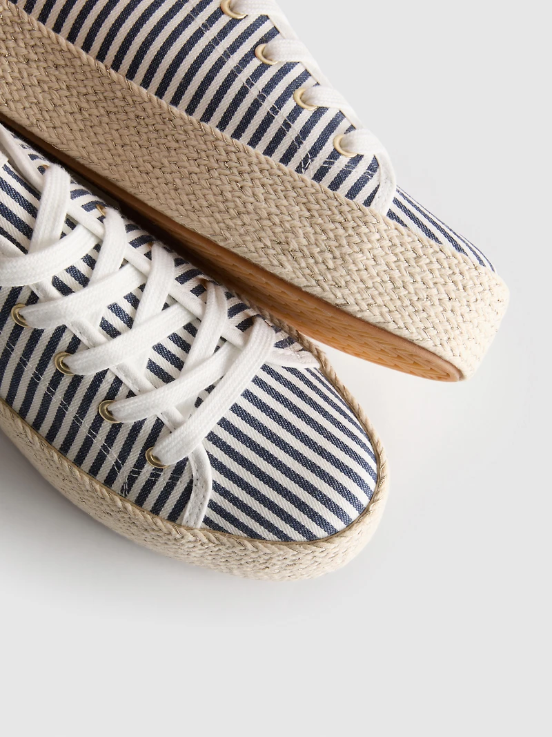 Canvas Jute Flatform Sneakers