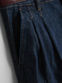 Cotton Denim Belted Culotte Pants