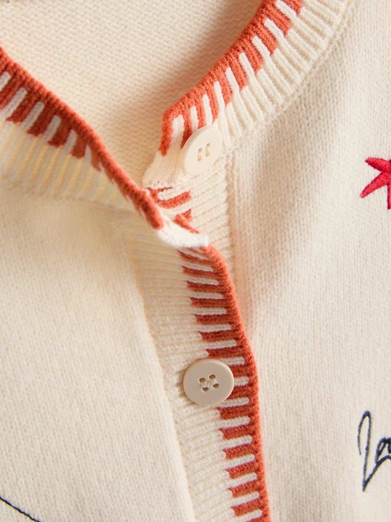 Embroidered Short Sleeve Cardigan