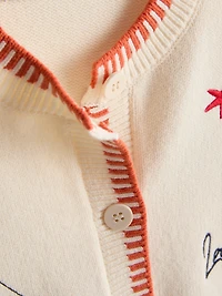 Embroidered Short Sleeve Cardigan
