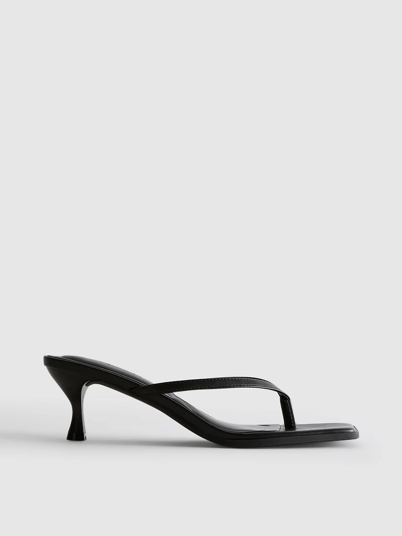 Toe Post Heeled Mule Sandals
