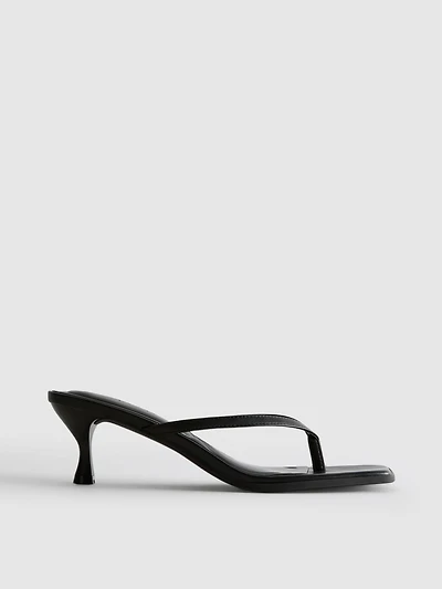 Toe Post Heeled Mule Sandals