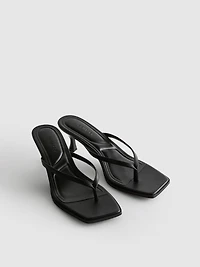Toe Post Heeled Mule Sandals
