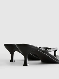 Toe Post Heeled Mule Sandals