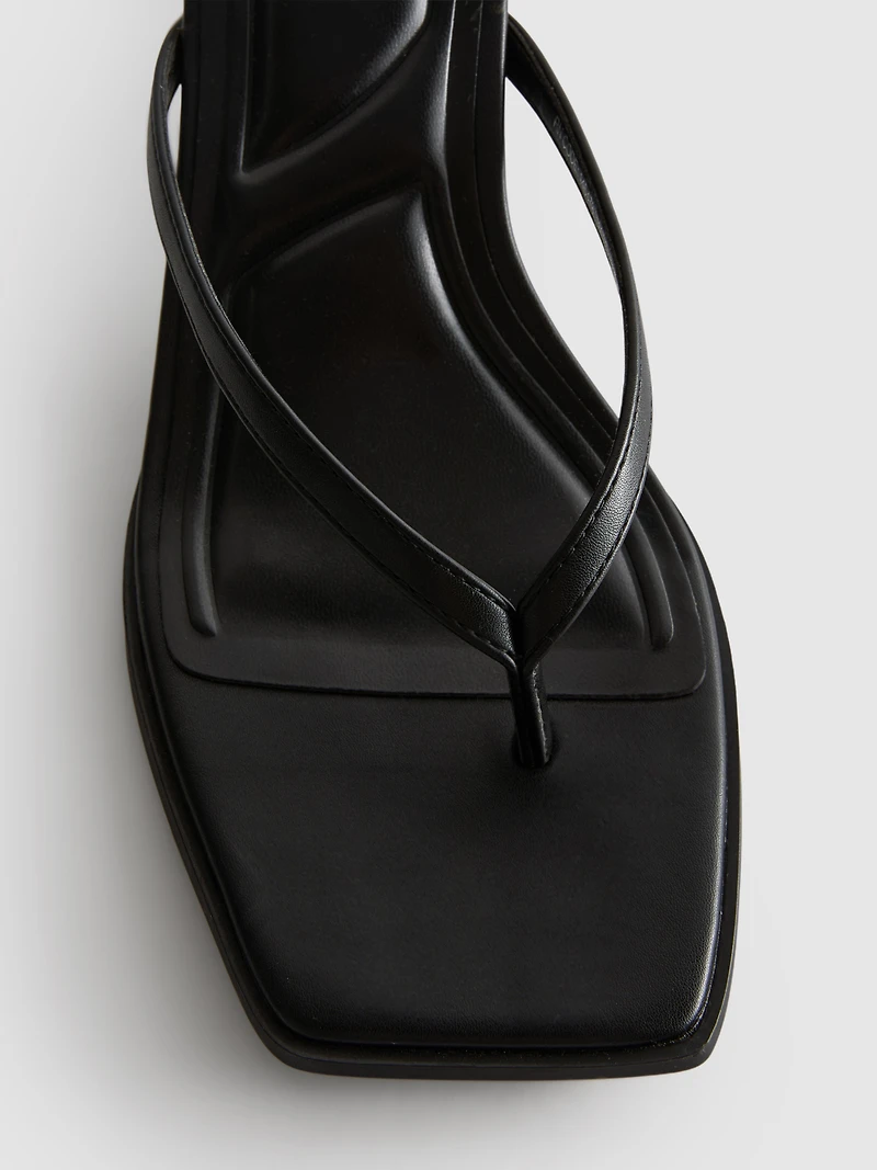 Toe Post Heeled Mule Sandals