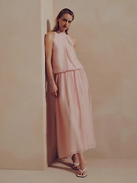 The Edit Draped Halter-Neck Air Flow Blouse