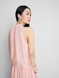 The Edit Draped Halter-Neck Air Flow Blouse